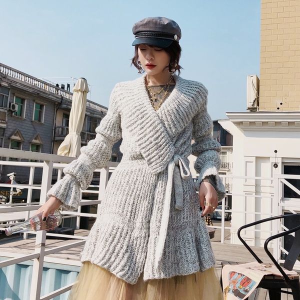 

duzld lin french style elegant lotus lin french elegant cardigan root sleeve large lapel cotton wool mohair knitted cardigan gyad8 women for, White;black