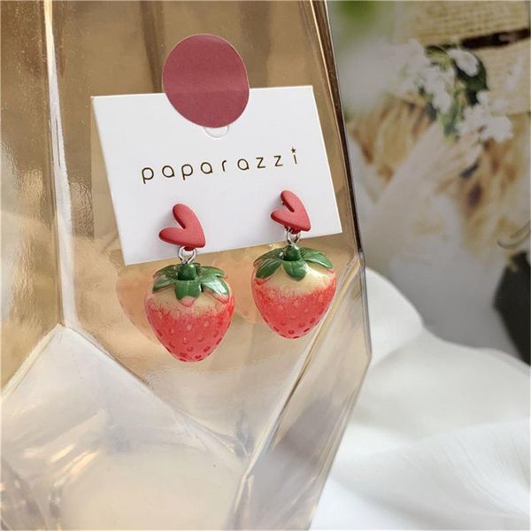 

stud shamir korean cute little fresh strawberry earring net love red tide female contracted super fairy earrings jewelry gifts, Golden;silver