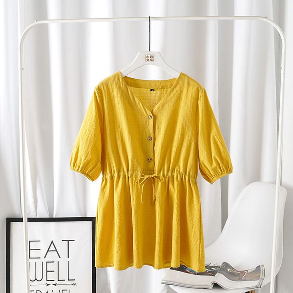 

2021 new new women summer blouses solid plus size short sleeve women camisas mujer plus size women clothing t8xy, White