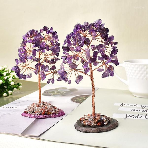 

decorative objects & figurines natural crystal tree amethyst rose quartz olivine lucky decor agate slices gravle stone mineral ornaments hom