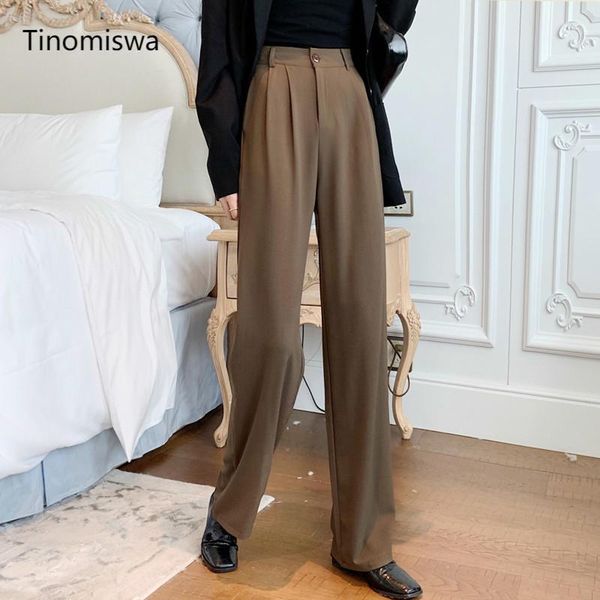 

women's pants & capris korean style suit women full length solid color straight loose trousers fashion casual vintage pantalones office, Black;white