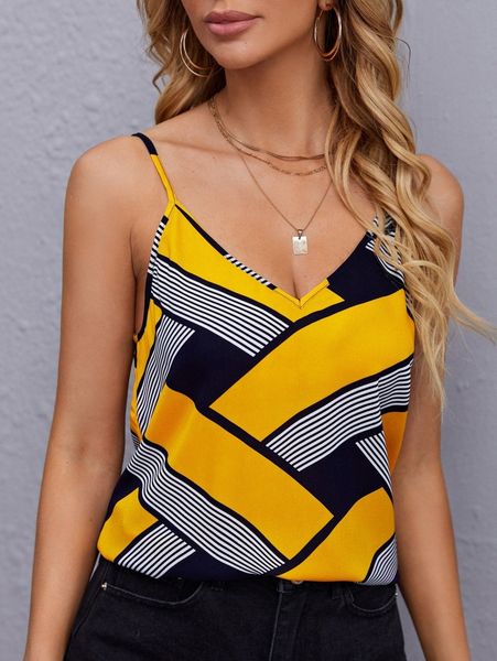 

block stripe cami z845#, White