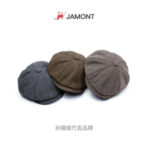 

berets jaomnt 2021 retro sboy caps men octagonal hats black british painters autumn winter herringbone flat, Blue;gray