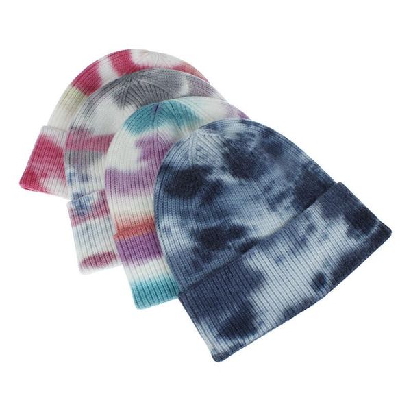 

beanie/skull caps qcooljly winter retro tie dye cap women sports hat wool hair accessories headwear ornaments beanie skullies bonnet, Blue;gray