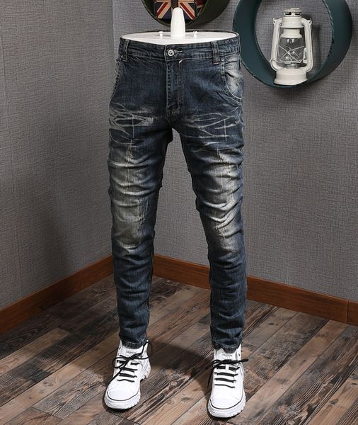 

2021 new italian fashion men's fashionable high-quality retro-blue thin thin-blue brem pants torn denim jeans from designer vlyl