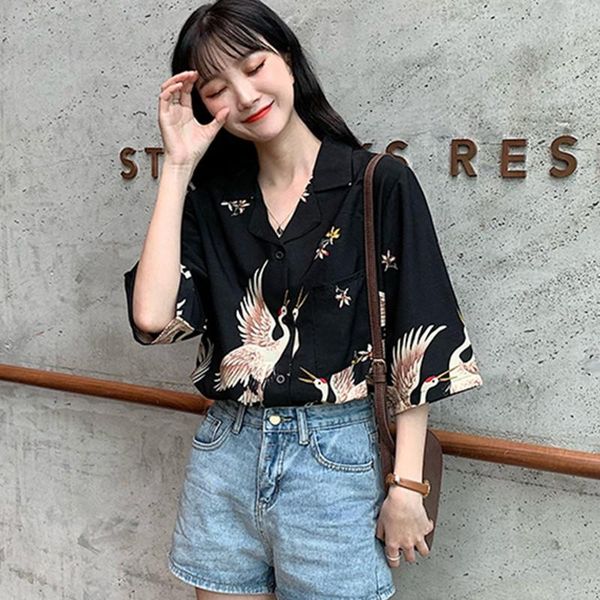 

women print short sleeve blouses shirts summer women harajuku blouse rk, White