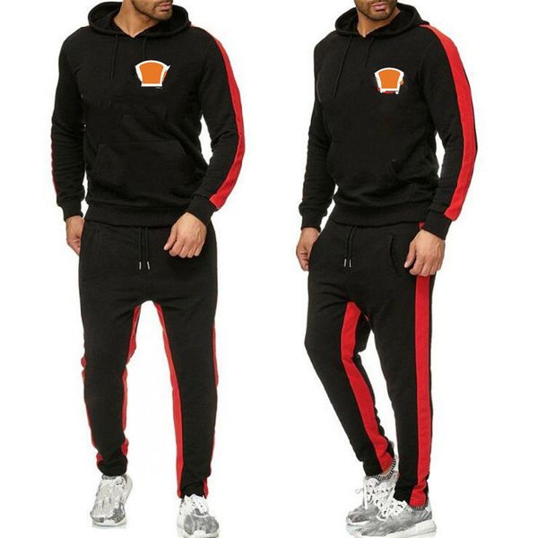 

mens tracksuit casual design hoodies+pants 2 piece sets solid color brand outfit suits tracksuits for mens, Gray