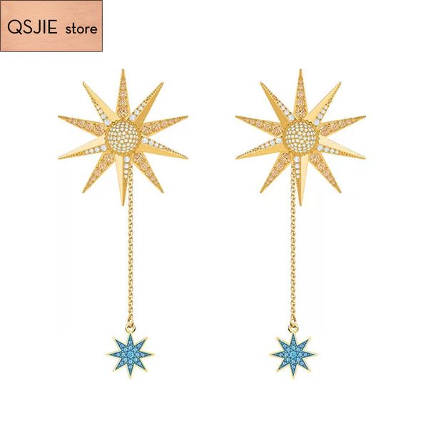 

qsjie fashion jewelry swa exquisite sunflower shining lady earrings, Golden;silver