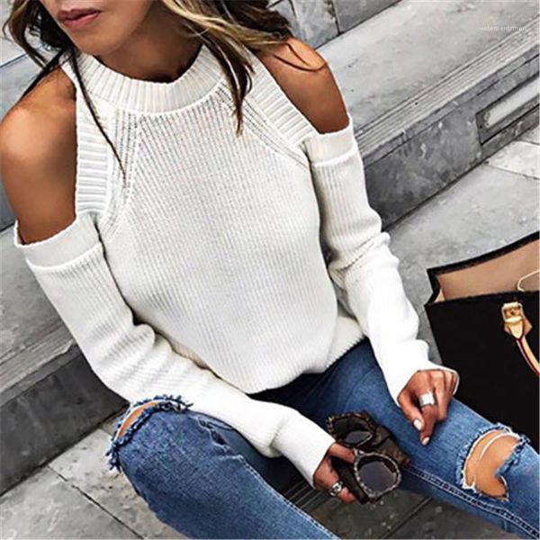 

sweater fashion trend long sleeve round neck ladies designer female autumn new casual loose white sweater women strapless pullover, White;black