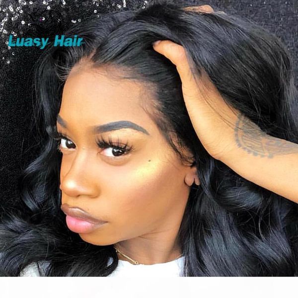 

lusa real lace front human hair wigs wet and wavy natural brazilian closure wig long density body wave frontal for black women, Black;brown