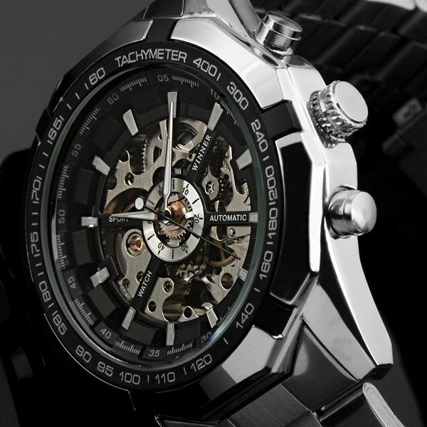 Moda Top Marca Vencedor Mens Relógios Luxo Esqueleto Relógio Homem Clássico Esporte Relógio Presente Automático Mecânico Relogio Masculino 20113