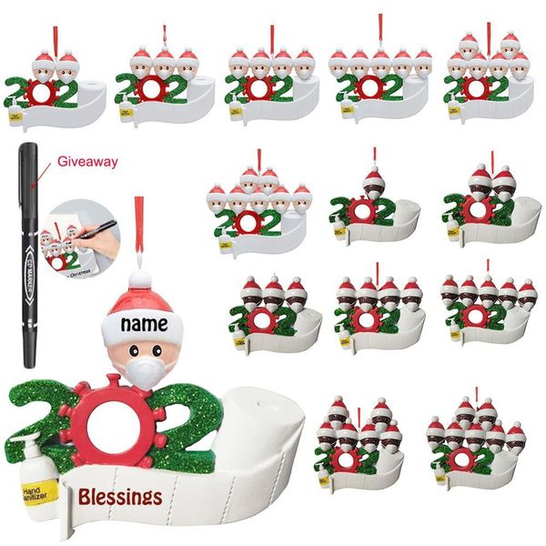 

2020 рождественские украшения персонализированные семьи смола украшения diy имя blessing рождественская елка висячие новый год хорошо желает