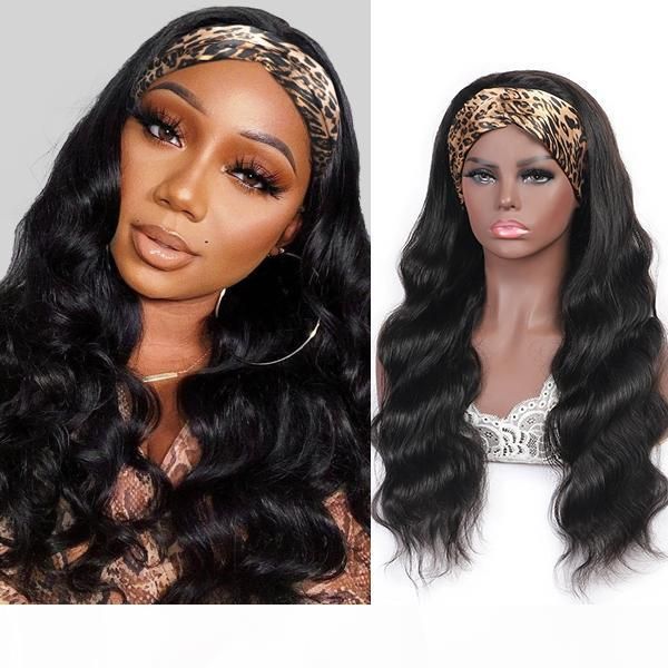 

meetu long length wig 28 30inch body human hair wigs with headband straight water loose deep none lace wigs natural color for women, Black;brown