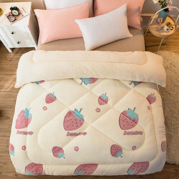 

2021 super warm for child lamb quilt double-sided velvet quilt thicken warm autumn plush comforter 5kg weight cute style blanket