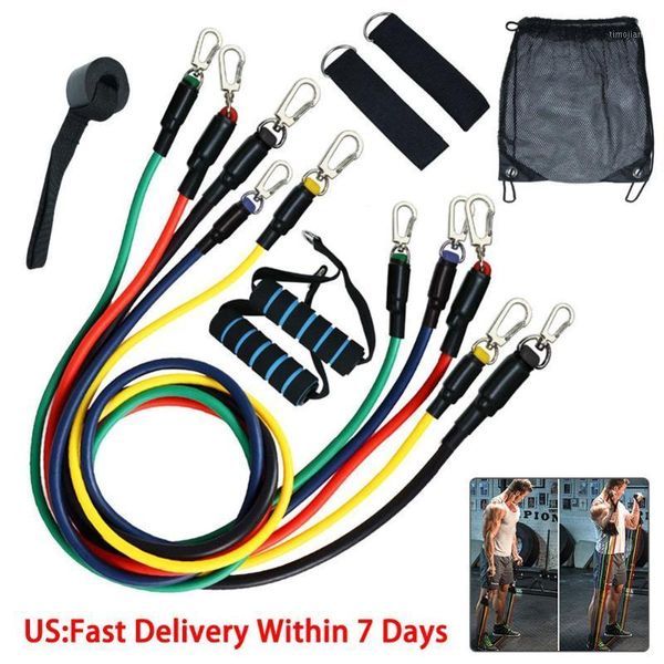 

11pcs/set latex resistance bands gym door anchor ankle straps with bag kit set yoga exercise fitness band rubber loop tube bands1