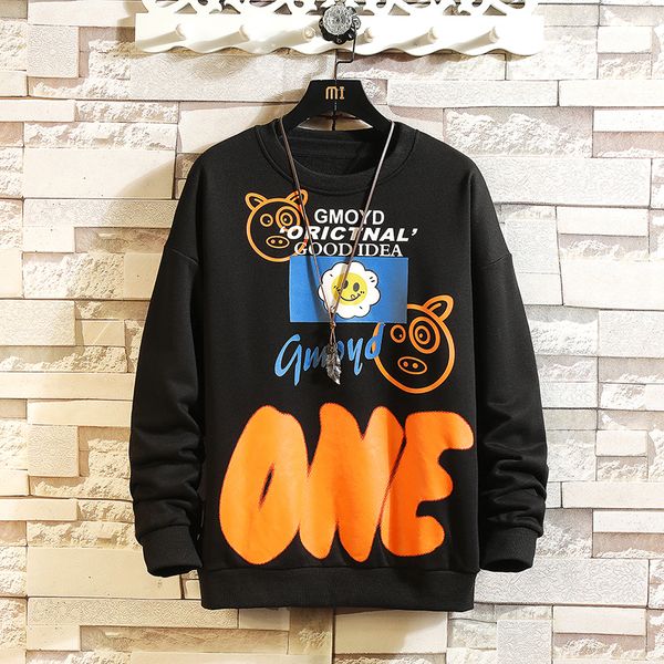 

2021 new autumn men funny sweatshirt streetwear mens o-neck hoodies outwear cotton sport pullover plus size dvdc, Black