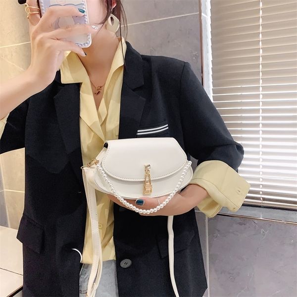 

fashion solid color crossbody handbag women pu casual pearl totes female shoulder purse travel messenger handle bag
