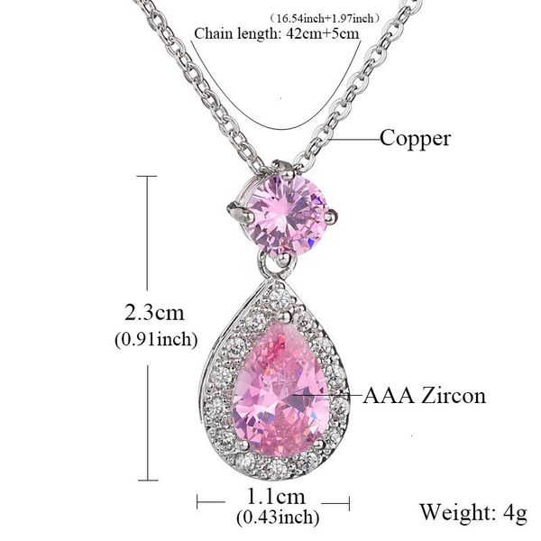 

brand teardrop necklace cubic pendant zirconia water drop earrings wedding jewelry cz stone dangle ear maw3, Silver