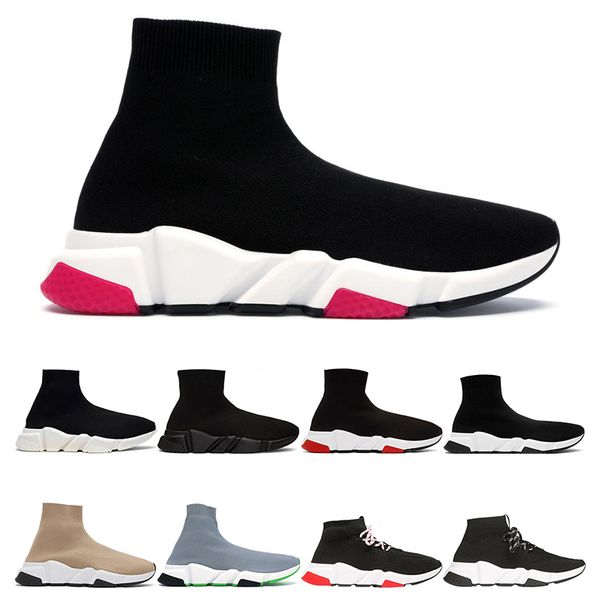 

2020 fashion socks with laces shoes beige black white red bule flat mens womens sports sneakers platform size 36-45