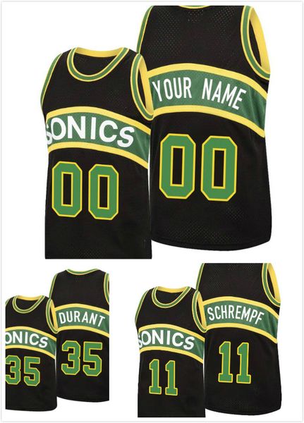 

custom men kevin durant detlef schrempf reload classic black seattle supersonics new jersey, Black;red