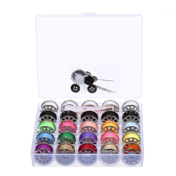 

25pcs/set mixed color bobbins thread bobbins kit sewing accessories supplies with storage box for brother janome kenmore singer1, Black