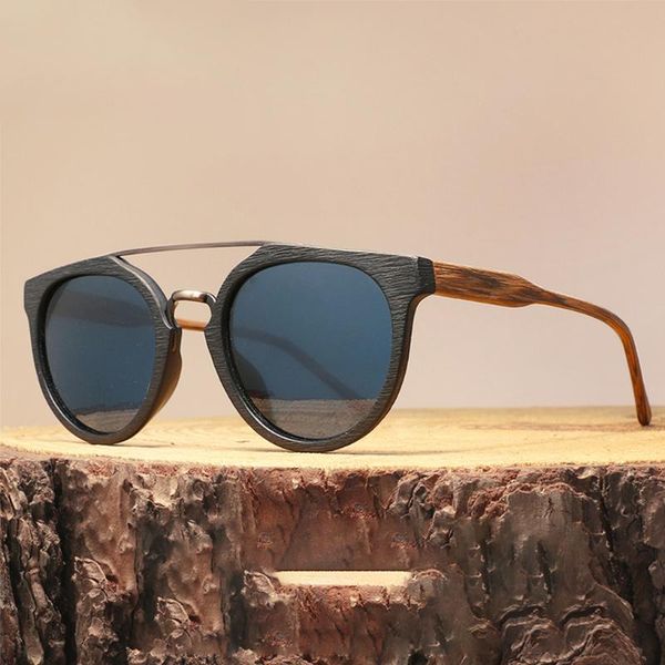 

sunglasses men women polarized wood grain resin lens uv400 protection outdoor retro, White;black