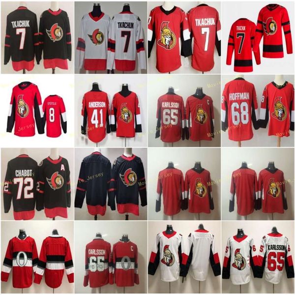 

8 tim stutzle ottawa senators 2021 reverse retro 7 brady tkachuk 65 karlsson 41 craig anderson 68 mike hoffman 68 mike hoffman stitched red, Black;red