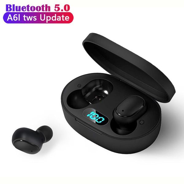

original a6l tws earphone bluetooth wireless v5.0 noise reduction mini headset digital display earbud waterproof with microphone