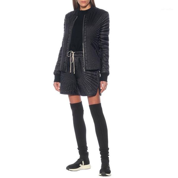 

11.19 high end quality autumn winter fashion casual badge zipper lightweight down jacket or high waist shorts set women1, Gray