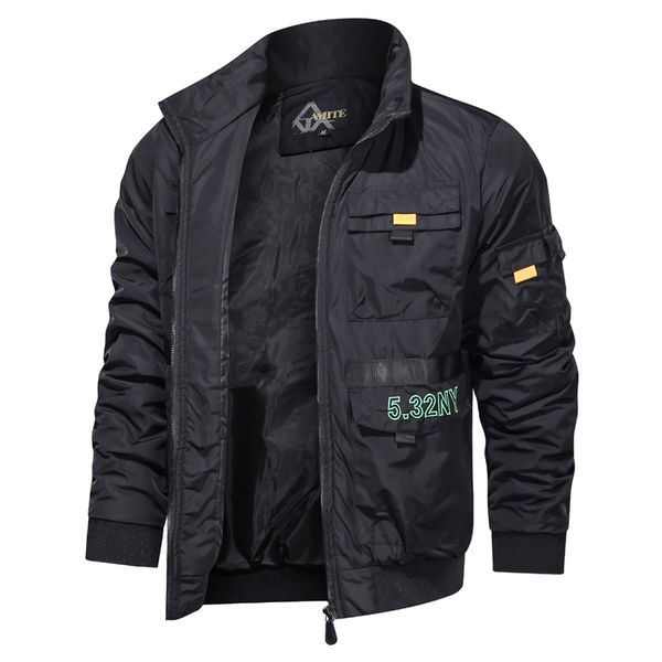 

new 2020 autumn jacket men stand collar urban leisure solid color autumn mens jacket business casual zipper jacket coat men, Black;brown