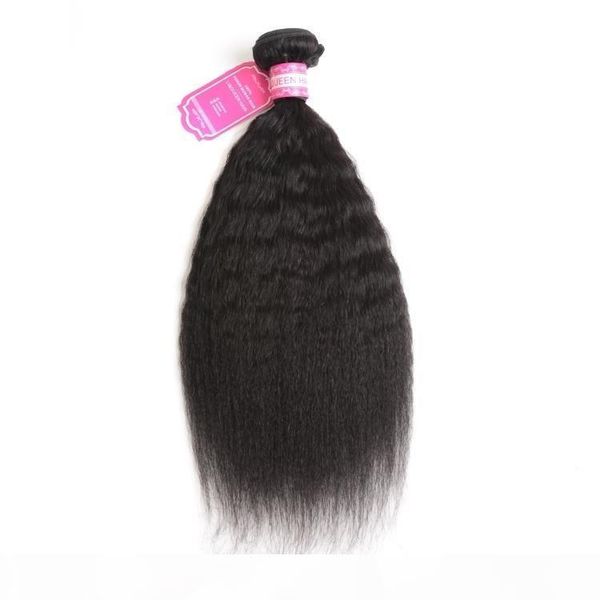 

brazilian virgin hair kinky straight 1 bundle 100% brazilian kinky straight human hair extensions brazilian unprocessed yaki straight hair, Black;brown