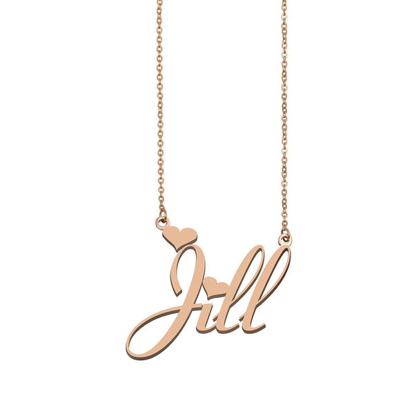 

jill name necklaces pendant custom personalized for women girls children friends mothers gifts 18k gold plated stainless steel, Silver