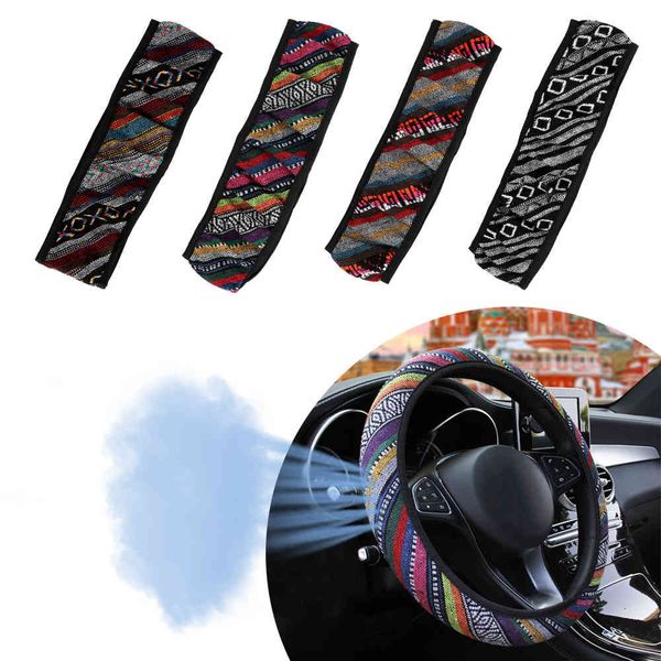 

38cm linen elastic car steering wheel cover ethnic style car steering-wheel protector universal auto decoration car accessories
