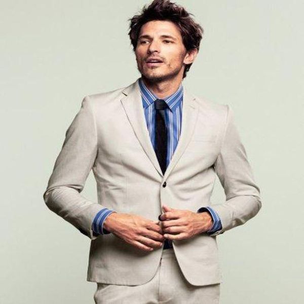 

2020 enthusiastic beige wedding suits for men slim fit grooms tuxedos two piece groomsmen wear two button(jacket+pants, White;black