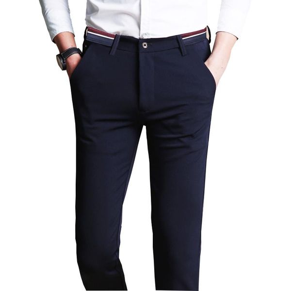 

new men's slim fit casual business suit pants mens solid formal straight wedding dress pants male trousers eur size 28-38, White;black