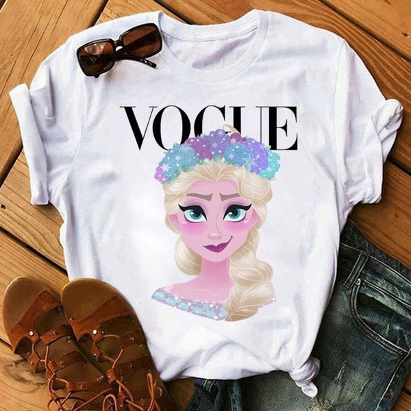 

vogue flower princess tshirt women fashion girls 90s t shirt harajuku casual cute print tee female summer t-shirt femme, White