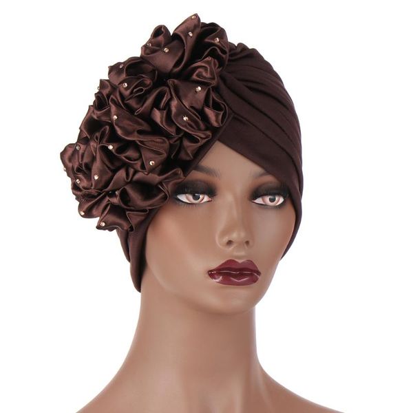 

beanie/skull caps women turban hair accessories muslim scarf stretchy big flower head cap hat ladies loss african beanie, Blue;gray