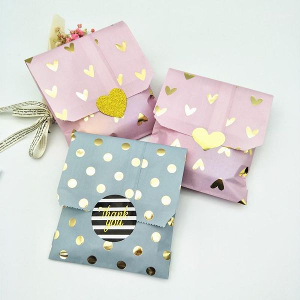 

100pcs foil gold heart personalised wedding favor bags pink/grey/lilac bridal party bag birth baptism paper bag and stickers1