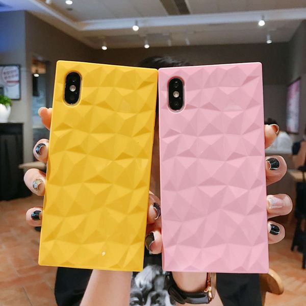 

square case, vip diamond pattern, vip 8, 7, 6, 6s plus, x, xr, xs, max, purple, pink, red and black soft tpu back cover