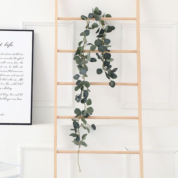 

2pcs artificial silk hanging eucalyptus vine 2m long wedding decoration home decor plants green long vine fake foliage cjj009