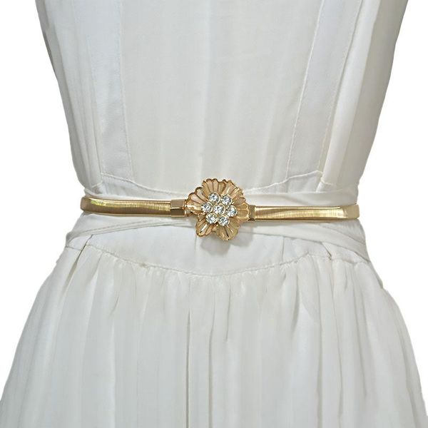 

для женщин ladies gold metal belt цепь с алмазными цветами эластичного ремешком elegant талии ремни для платья роскошного пояса, Black;brown