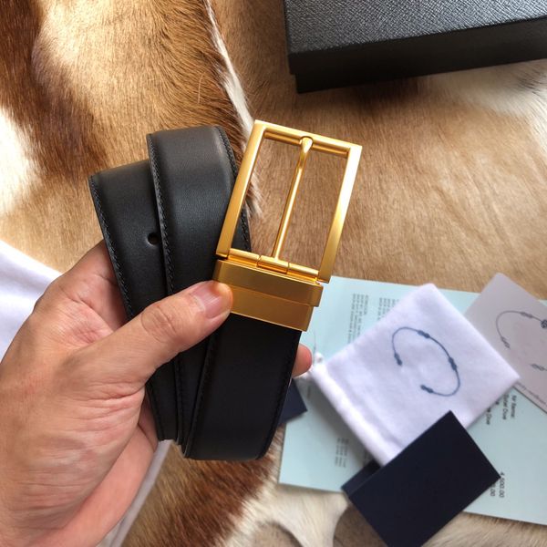 

2021 new fashion ladies leather belt width 3.5cm luxury belt men denim casual classic retro trend wild popular, Black;brown