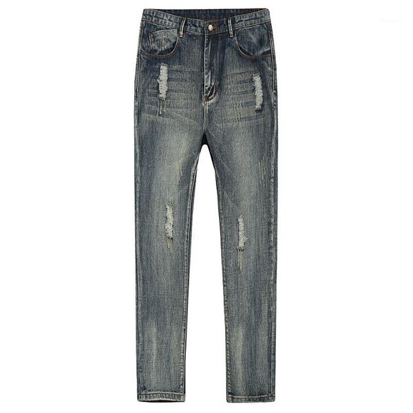 

2019 autumn mens fashion denim pants blue color brand clothing for man's slim fit harem jeans male wear trouser 50891