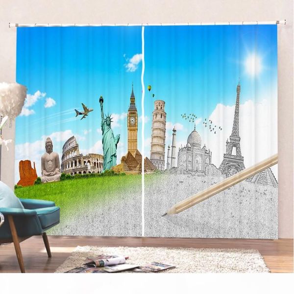 

france london 2 panels set window curtain blackout drapes darkening thermal insulate bedroom retro decor curtain dropshipping