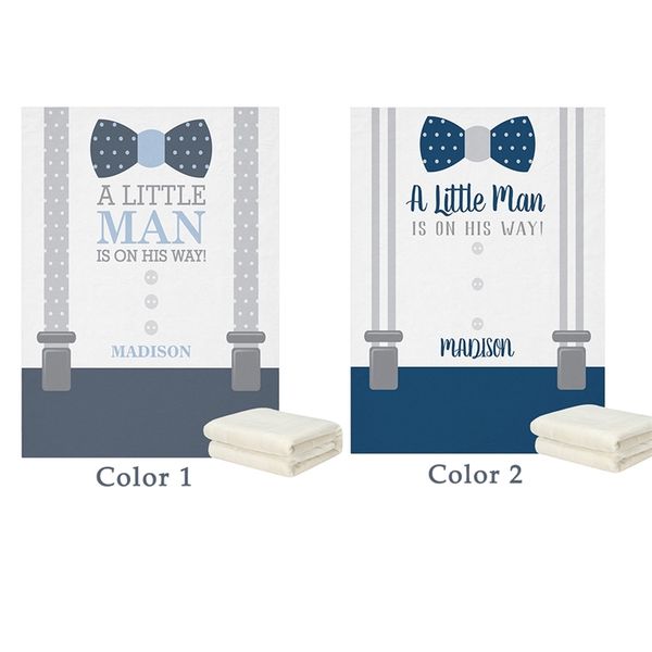 

lvyziho navy blue/gray personalized name baby boy blanket - 30x40 inches / 48x60 inches - flannel fleece blanket y201009
