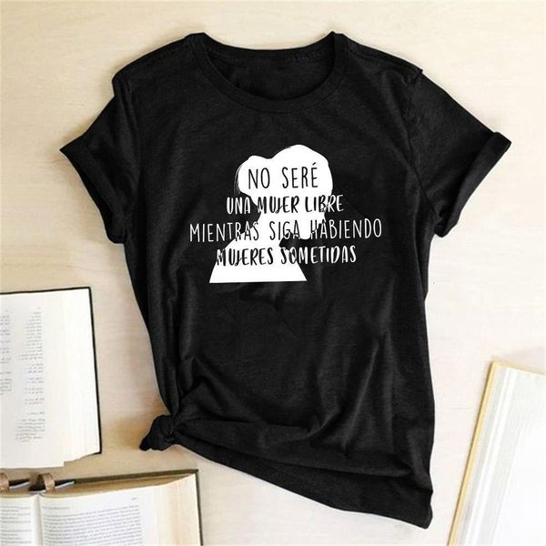 

no sere una mwer libre letter printed harajuku t shirt women short sleeve o neck summer t-shirts ropa mujer verano 2021 clothes, White