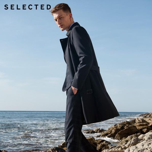 

men's spring regular fit medium length woolen coat t|4191om535, Black;brown