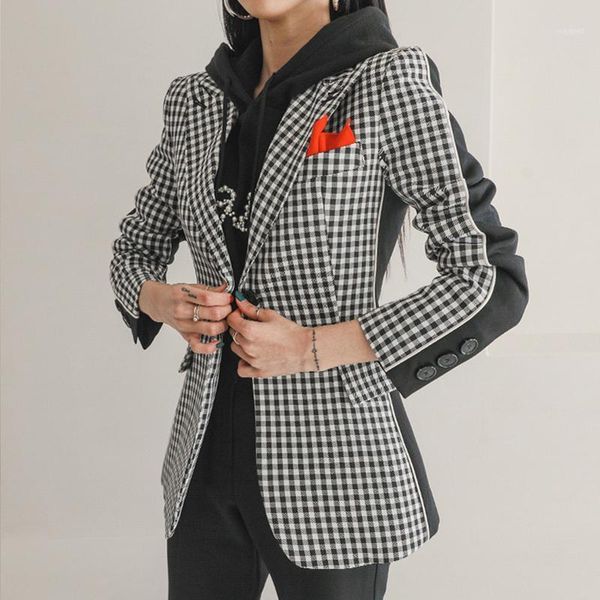 

new arrival comfortable work style patchwork blazer and long black pants temperamental elegant cute pant suits1, White