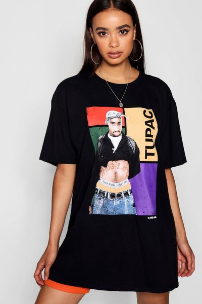 

tupac print oversized t-shirt sport hooded sweatshirt hoodie
