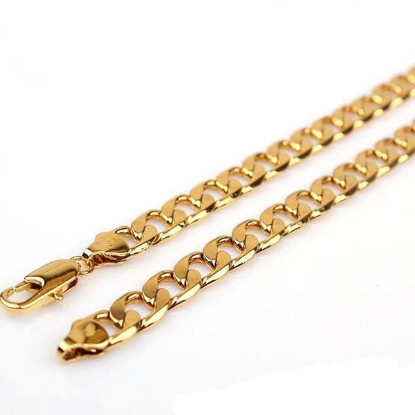 

23.6" solid 18k yellow gold filled womens mens necklace cuban chain, Silver